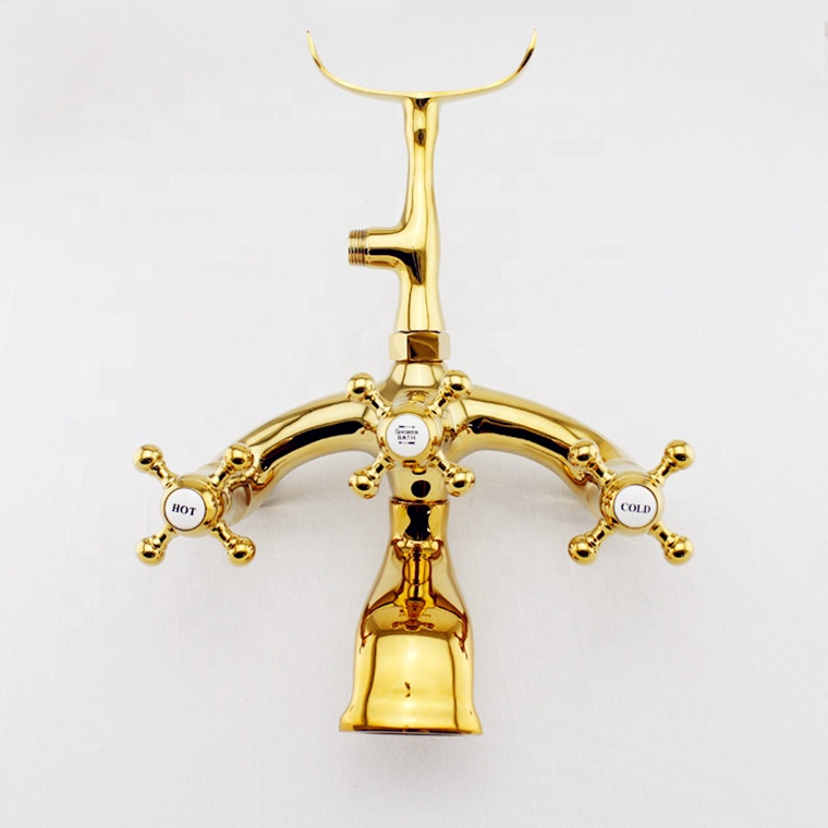 Rose Gold Antique Freestanding Bath Tub Mixer Tap Floor Mounted free stand Bathtub Mixing Faucet
