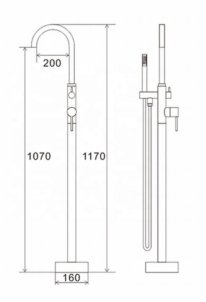 Watermark Free Standing Faucet Tap Brass Round Dual Control Cold Hot Water Mixer for Bathroom Floor Stand Taps