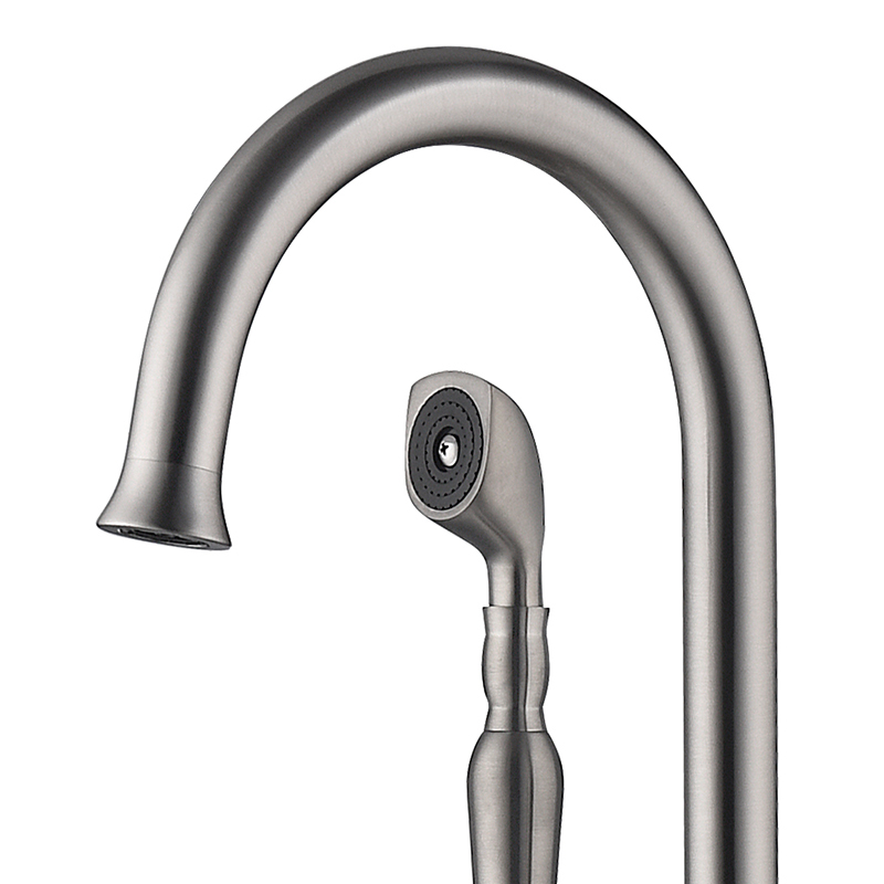 European Style Brass Bath Filler Freestanding Floor Mounted Bathtub Faucet With Shower Hand Mixer Tap