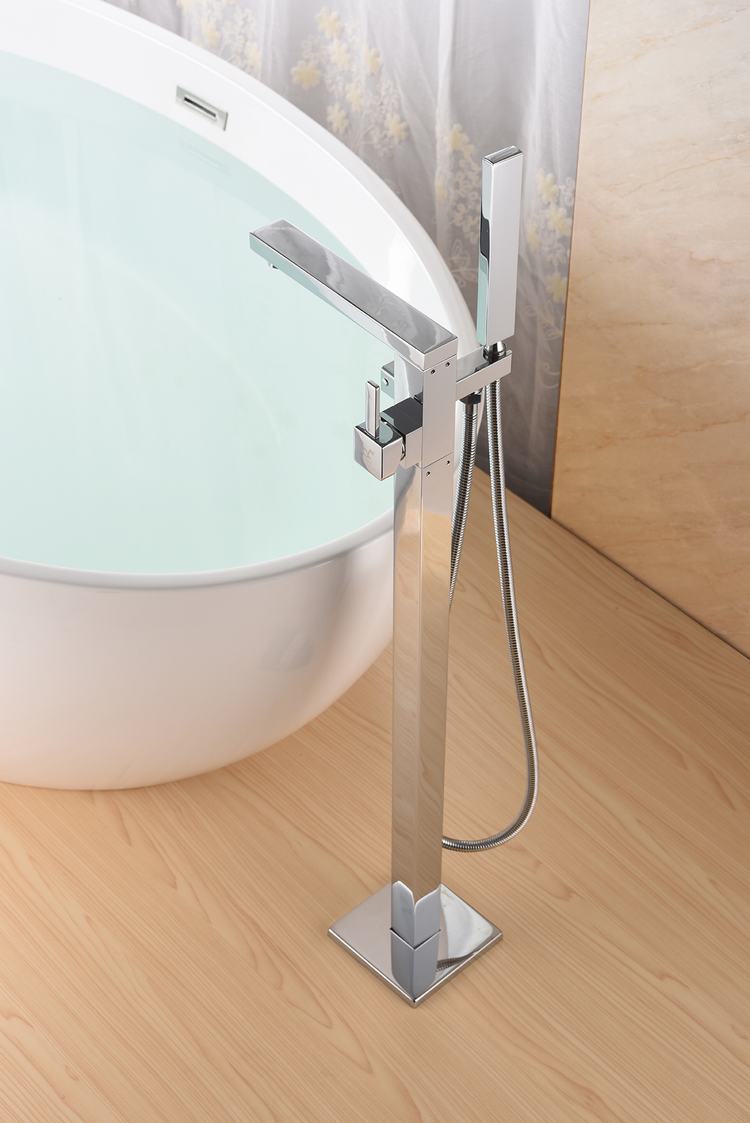 Hot Selling Bathroom Polished Chrome Floor Mount Freestanding Tub Filler Faucet