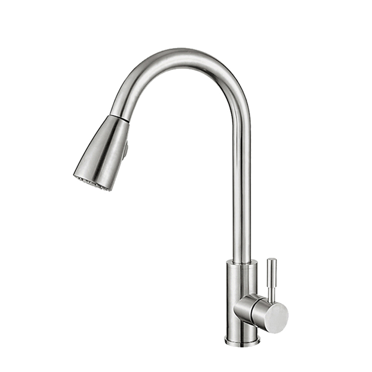 Professional Factory 304 Stainless Steel Single Hole Guangdong Kaiping Pull Out Kitchen Faucet Spray Head