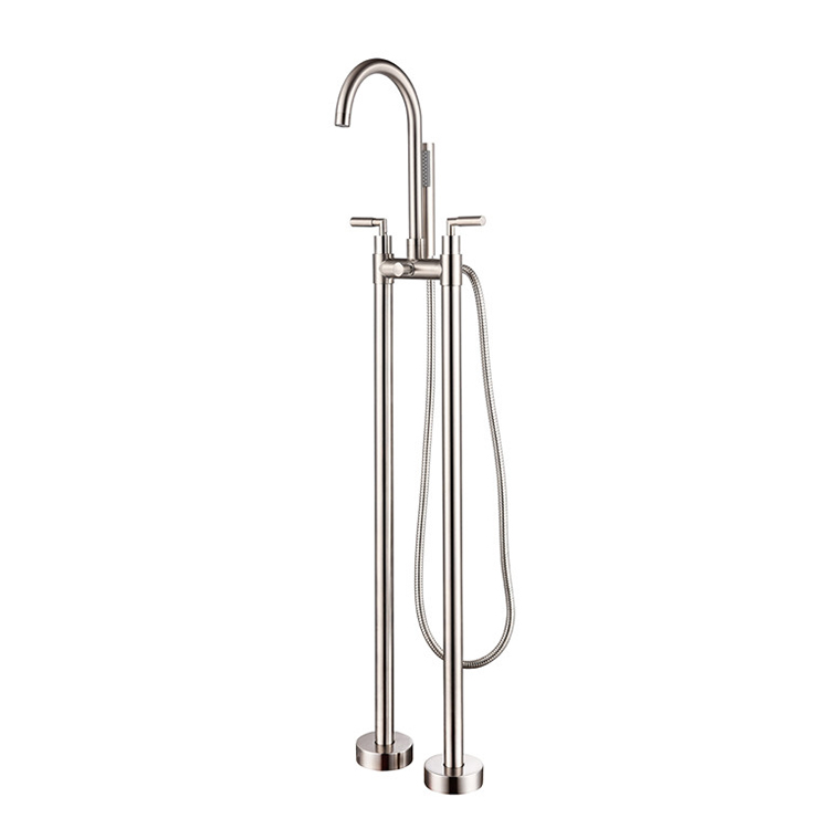 Double Handle Floor Standing Bathtub Bath Tub Faucet Freestanding Mixer Tap With Legs