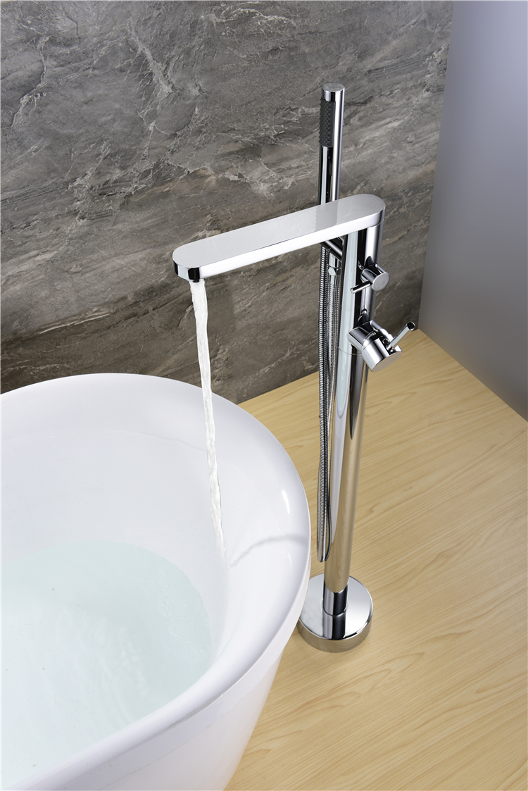 Free standing bathtub faucet brass freestand bathroom shower bathtub faucet set with shower and bath mixer taps