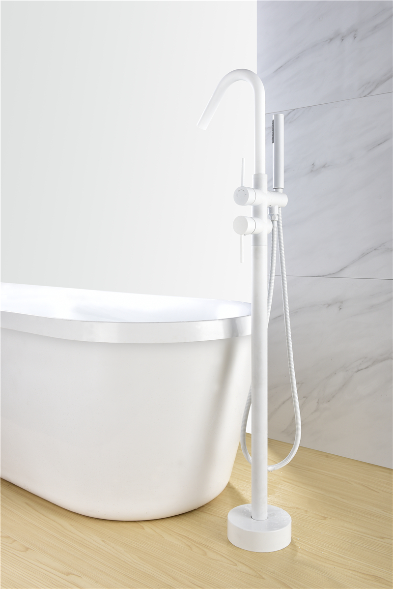 Concise Modern Brass Body Freestanding Floor Mounted Faucet In Kaiping Taps White Stand Alone