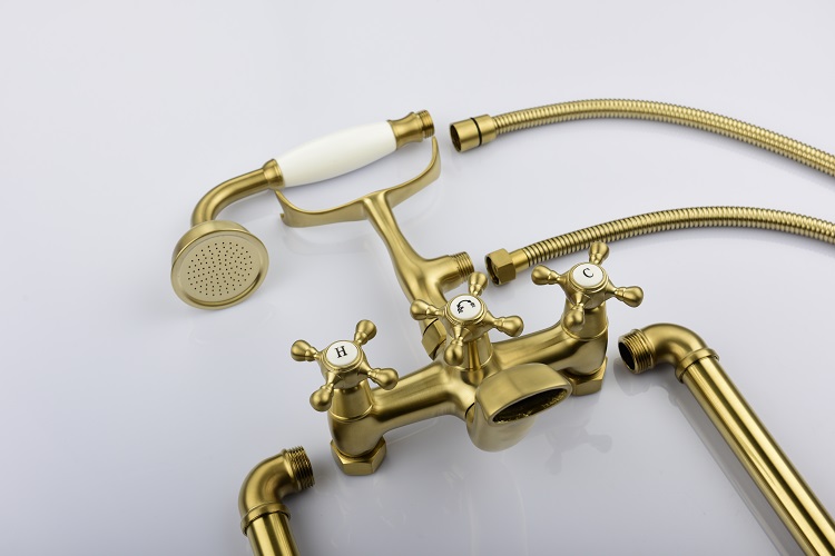 Grifo De Ducha De Laton Con Grifo De Oro Antiguo