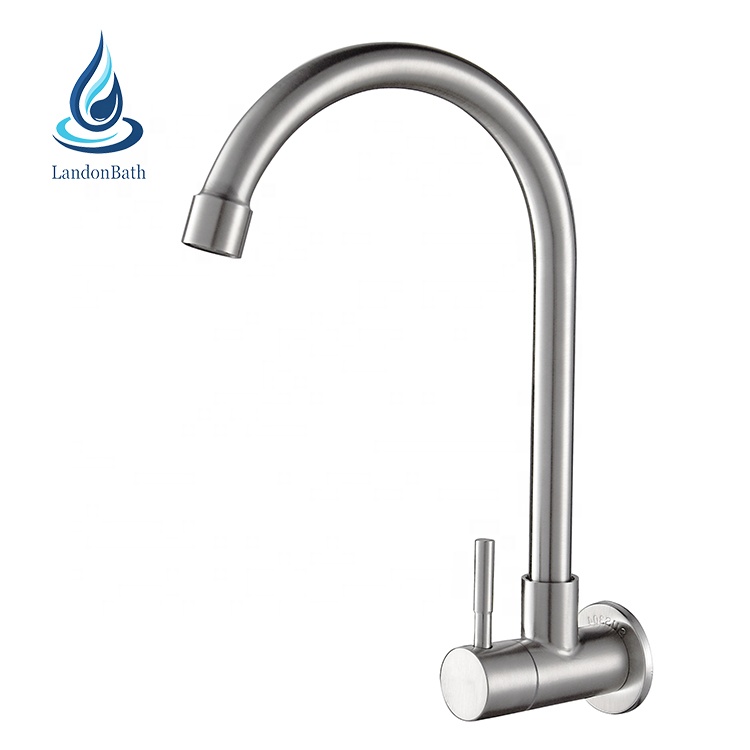 Griferia de filtro de fregadero de cocina cromado pulido montado en la pared, mezcladora fregadero