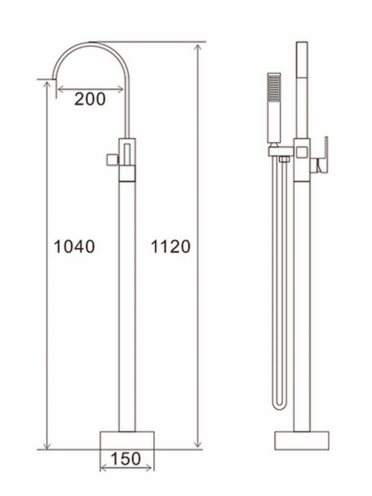 Freestanding Bathtub Faucet Tub Filler Brushed Nickel Floor Mount Brass Single Handle Bathroom Faucets With Hand Shower