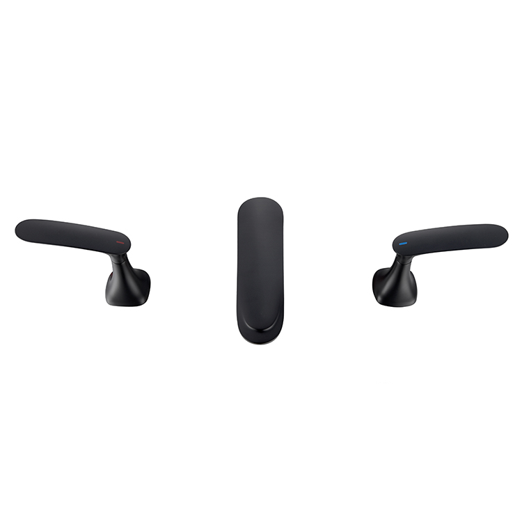 Contemporary Matte Black Wash Basin Faucet 3 Hole Dual Handle Bathroom Water Mixer Taps
