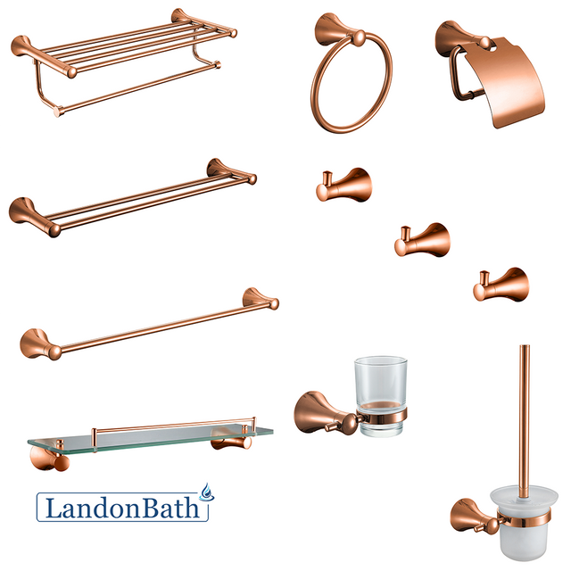 Classical Rose Gold Bathroom Accessories Set Pendant Towel Rack 28Series