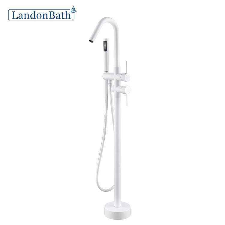 Classical White and Matt Black Bathroom Freestanding Bathtub Faucet