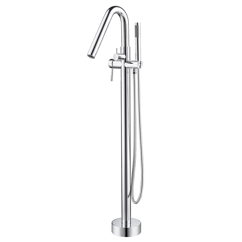 High Flow Rate Brass Round Freestanding Tub Faucet Filler DF-02043-2V