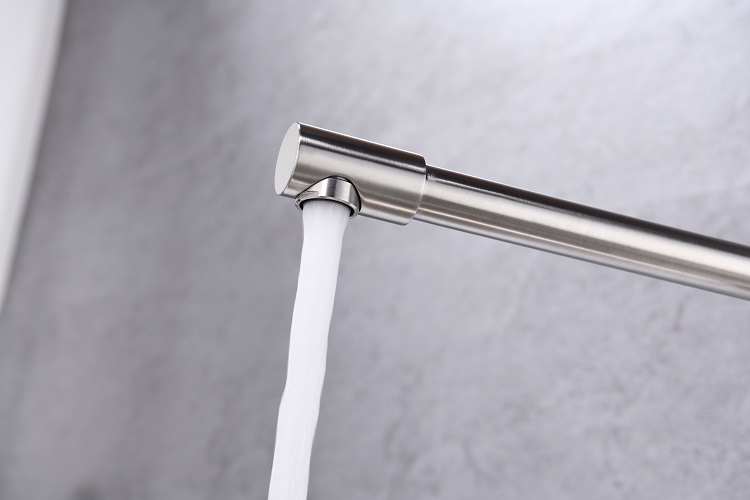Folding Kitchen Faucet Stretchable Swing Arm Brushed Single Hole Single Handle Deck Mounted Cold & Hot Kitchen Sink Faucet