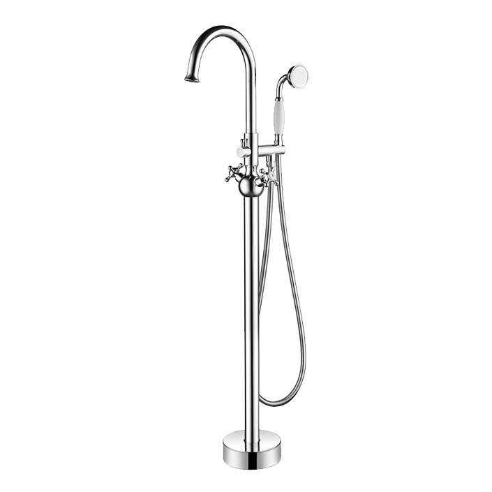 Luxury Hotel Home Chrome Floor Mounted Bath Shower Mixer Bathroom Freestanding Bathtub Faucet