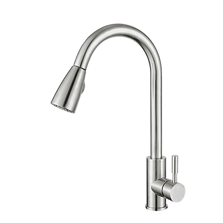 304 stainless steel wire drawing pull kitchen faucet, hot and cold sink faucet, telescopic cleaning kitchen tap