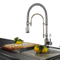 Hot Selling Double Switch Single Handle Silver Brass Modern Swan Pull Down Kitchen Faucet Wastafel Kraan