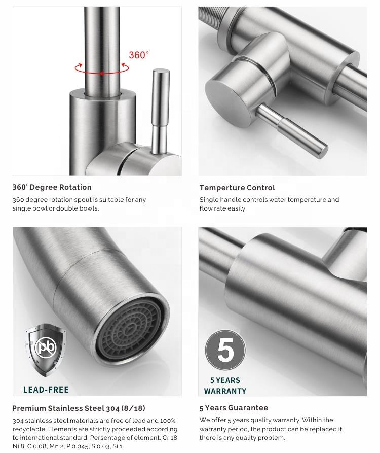 3 Way Kitchen Faucet Water Filter Mixer Stainless Steel Compartment Sink With 1 Adapter Deck Mounted Three Purifier Faucets