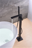 CE CUPC Watermark Matte Black Freestanding Bathtub Faucet Floor Mount Faucet with Shower Handset for Canada