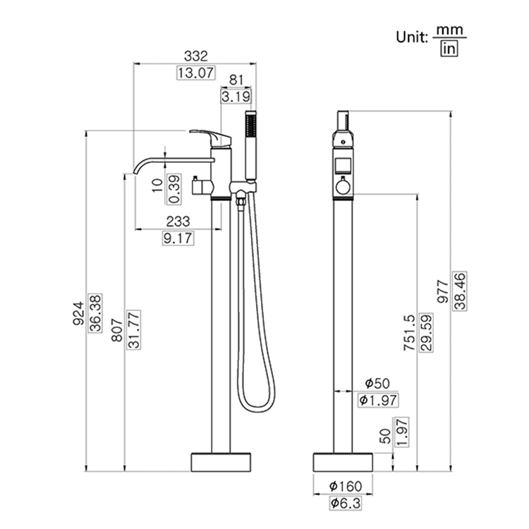 High Performance Floor Standing Tap Tub Hand Shower Mixer Bathtub Faucet with Competitive Price