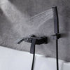 Waterfall Shower Faucet with Handheld Wand Matte Black Bathtub Filler Wall Mount