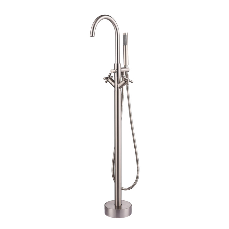 Cross handle floor mounted free standing bathtub shower faucet bathroom products