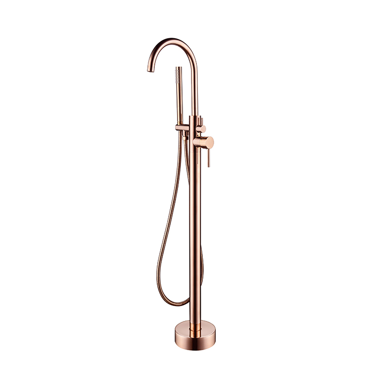 Brass Floor Standing Bath Tub Mixer Faucet Rose Gold Bathtub Mixer Tap