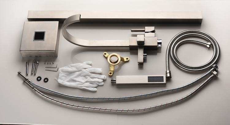 Freestanding Bathtub Faucet Tub Filler Brushed Nickel Floor Mount Brass Single Handle Bathroom Faucets With Hand Shower