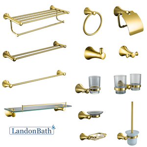 Luxury Golden Bathroom Brass Accessories Set for Hotel Apartment Bathroom Project Gold Showergold Bathroom Accessories