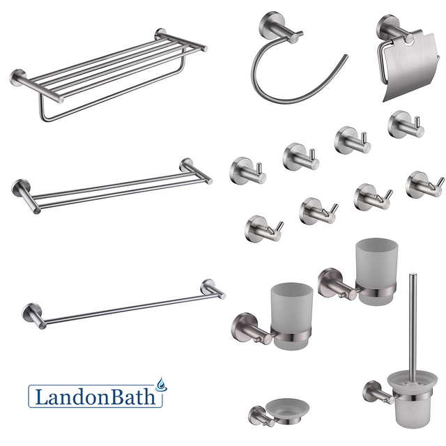 Brushed Nickel Bathroom Accessories Set Paper Holder Towel Rail 70Series