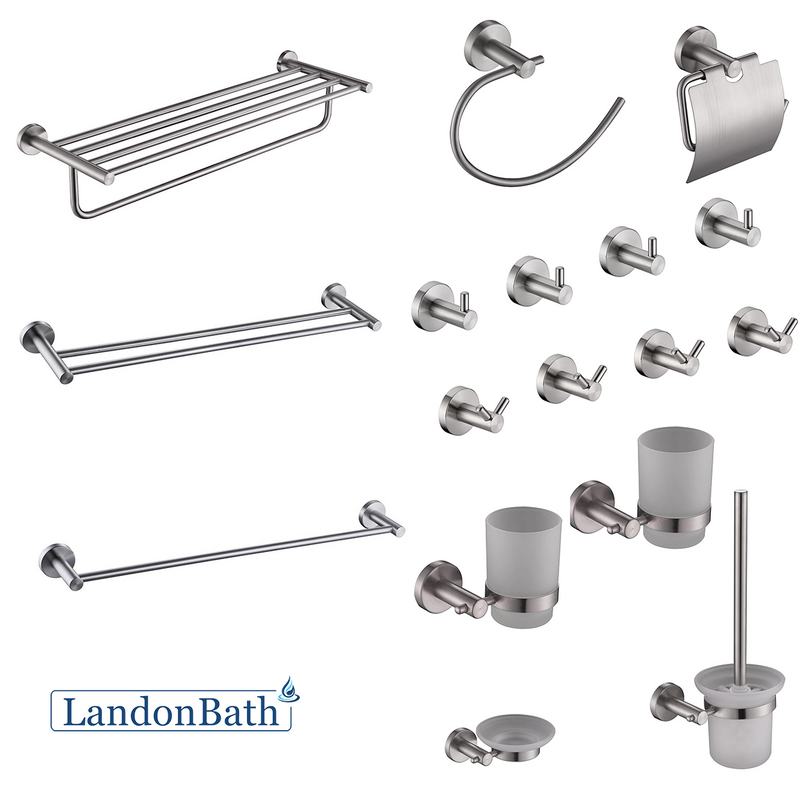 Brushed Nickel Bathroom Accessories Set Paper Holder Towel Rail 70Series