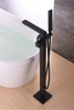 304 Stainless Steel Matte Black Floor-Mount Bathtub Faucet