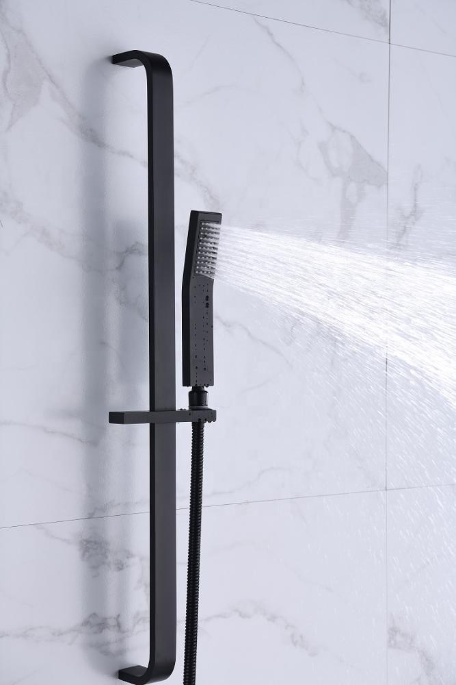 Matte Black Modern Hand Held Shower Matt Finish Brass Rainfall Wall Mounted Rain Fall Set External System Mount