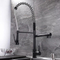 Single Handle Single Hole Matte Black Pull Out Spring Kitchen Sink Faucet With Faucet Hole Cover Kitchen Sink Faucet For Sink