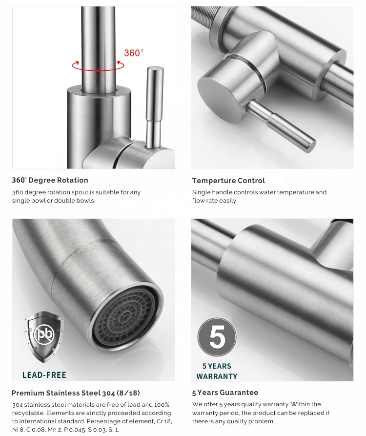 Deck mounted 3way kitchen mixer tap faucet stainless steel kitchen sink faucet torneira para cozinha ,torneira cozinha china