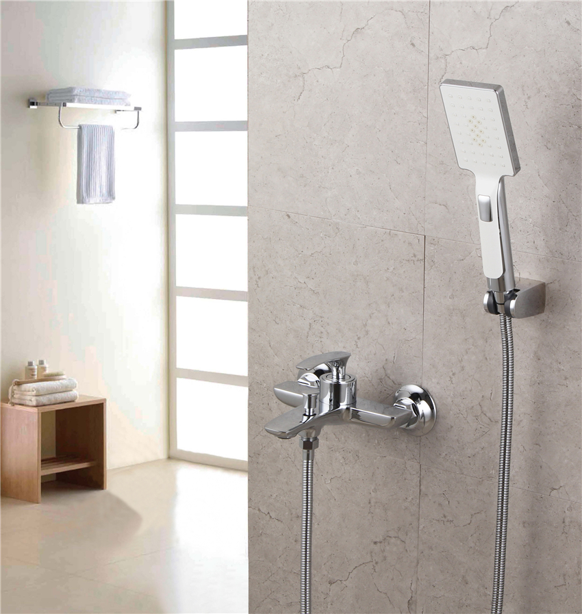 Bathroom Brass Chrome Shower Mixer Water Diverter Bathtub Mixer With Spout