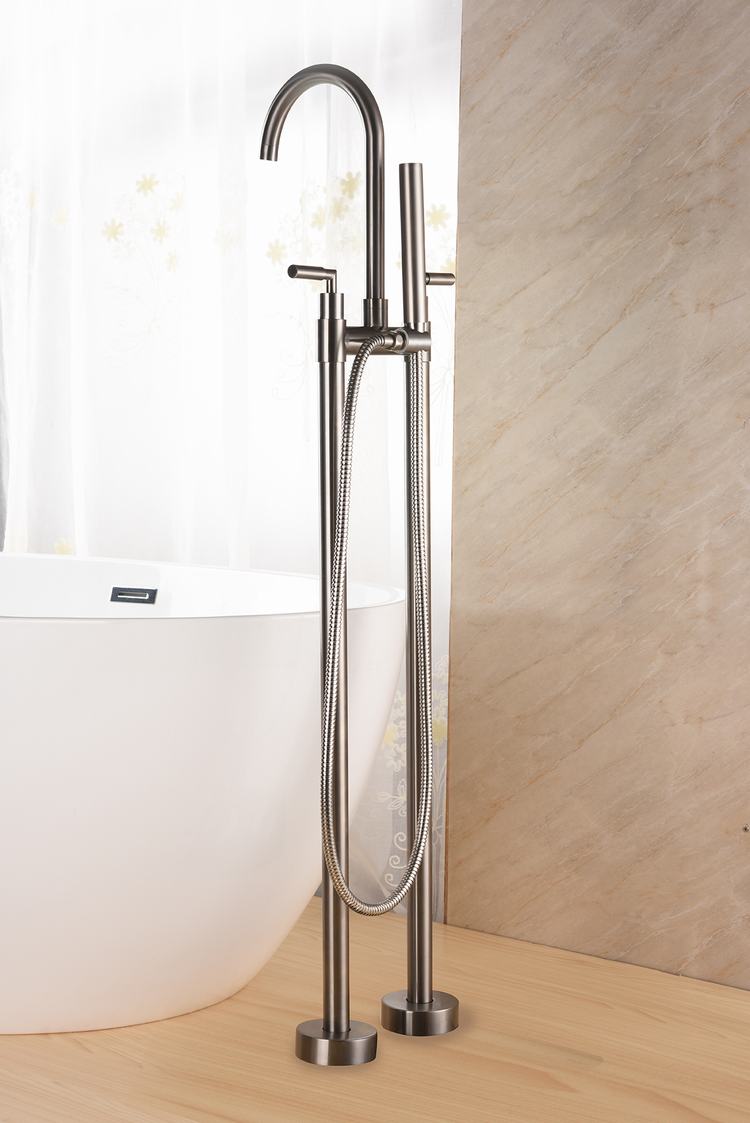Double Handle Floor Standing Bathtub Bath Tub Faucet Freestanding Mixer Tap With Legs