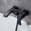 Waterfall Shower Faucet with Handheld Wand Matte Black Bathtub Filler Wall Mount
