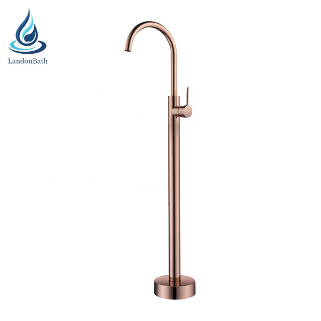 New Rose Gold Floor Mounted Bathtub Faucet Set Luxury Design Freestanding Bath Tub and Shower Mixer Tap