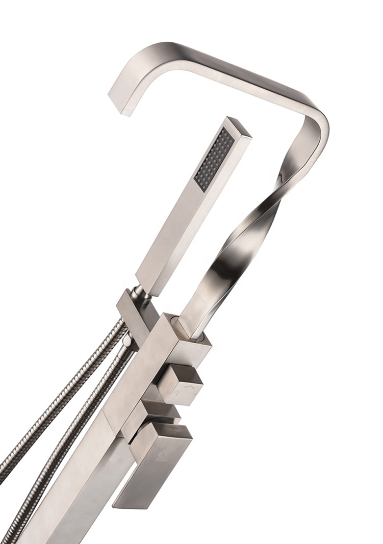 American style square single handle free standing shower bathtub faucet tub fille faucet,floor mount tub filler for showerroom