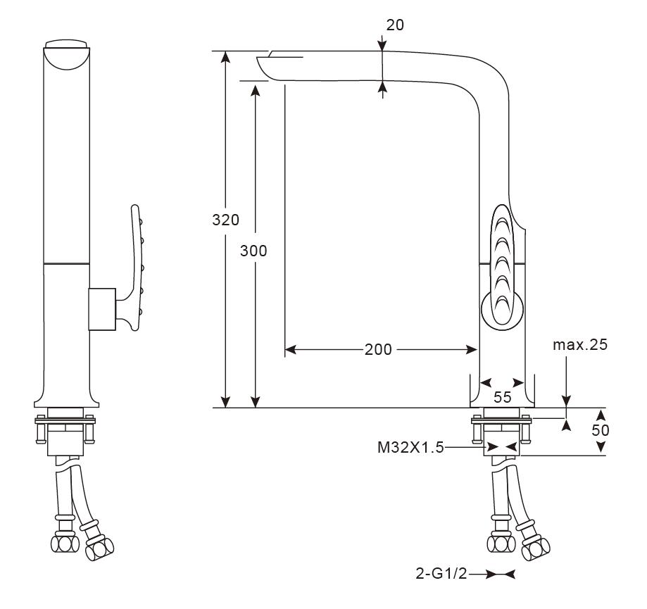 Deck Mounted Bathroom Sink Lavatory Kitchen Faucet